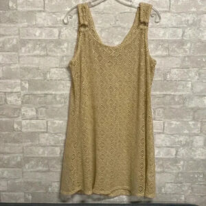 Tan macrame tank cover up swim shirt tunic top
